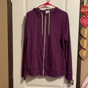 Zippered Hooded Light Weight Purple Jacket